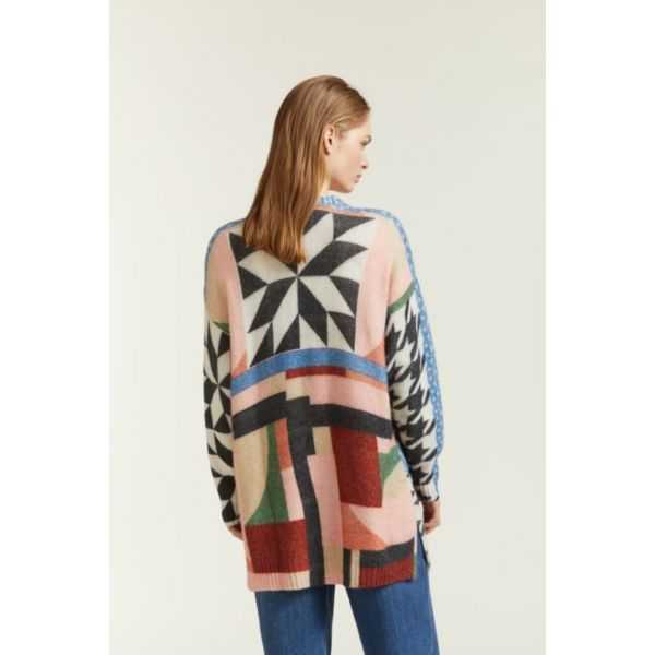 Cardigan Oversize con stampa Pied de Poule