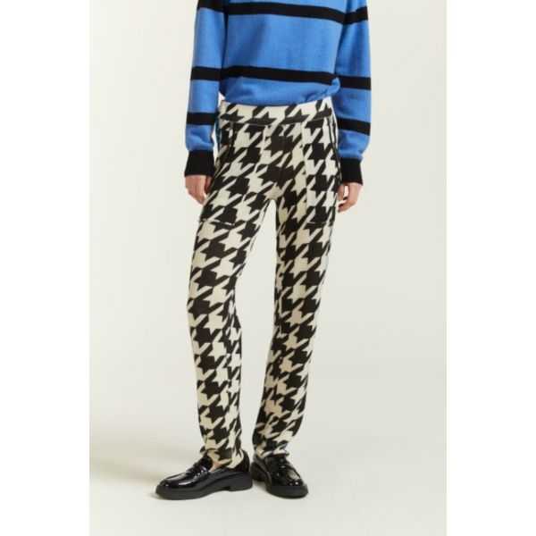 Pantalone con stampa Pied de Poule