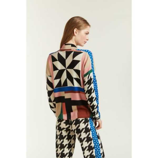 Zip up jacket with Pied de Poule print