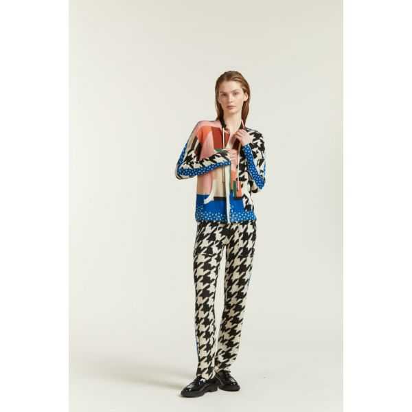 Zip up jacket with Pied de Poule print