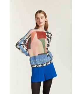 Oversize turtleneck with Pied de Poule print double use