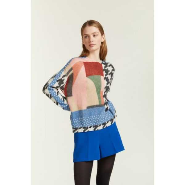Lupetto Oversize con stampa Pied de Poule double use