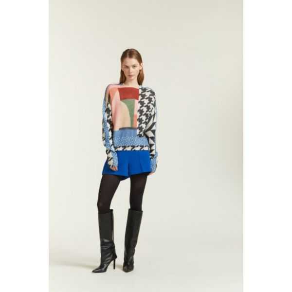 Lupetto Oversize con stampa Pied de Poule double use