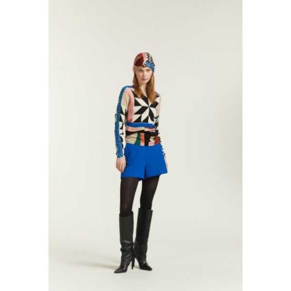 Crewneck sweater with double use Pied de Poule print