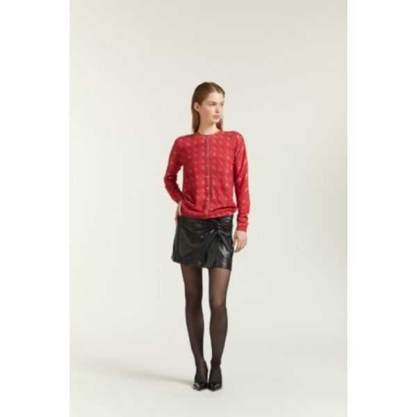 Crewneck cardigan with double use Matelassè print