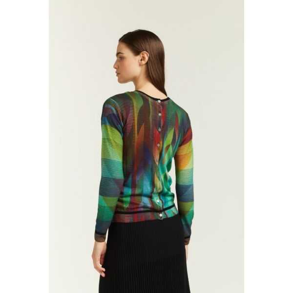 Cardigan girocollo con stampa Optical double use