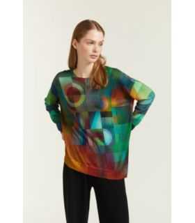 Asymmetrical Sweater with double use Optical print