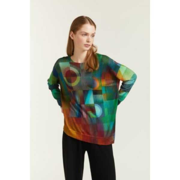 Asymmetrical Sweater with double use Optical print