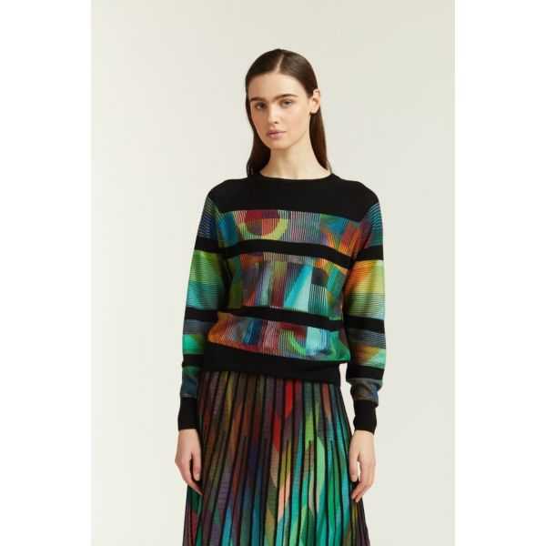 Striped sweater with double use Optical print