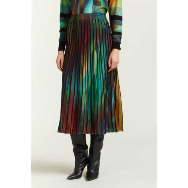 Long Pleated skirt with double use optical print