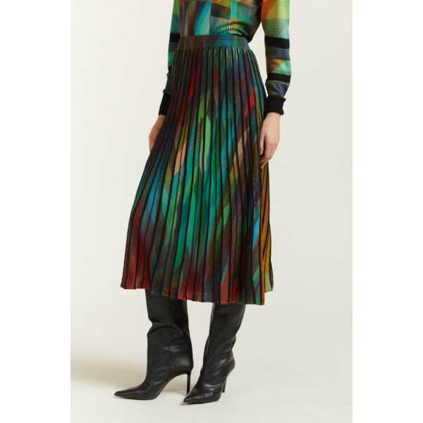 Long Pleated skirt with double use optical print