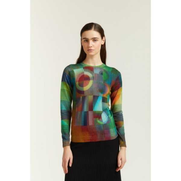 Maglia girocollo con stampa Optical double use