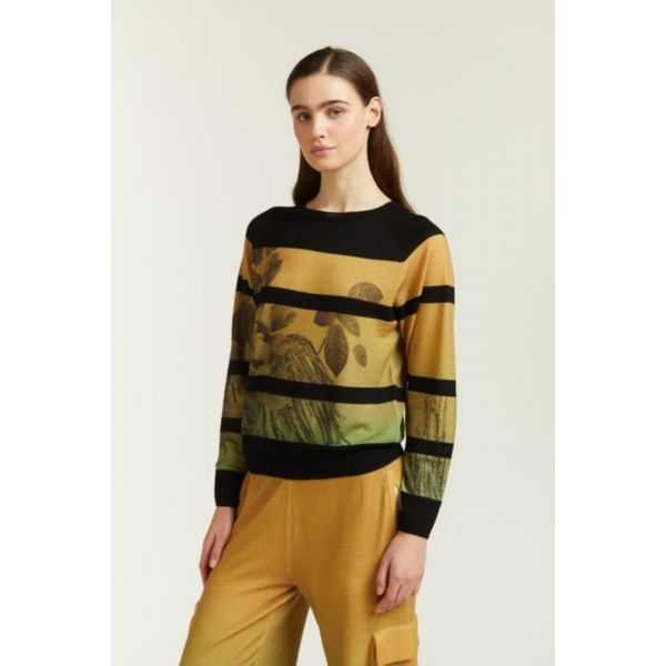 Maglia rigata con stampa Degradè