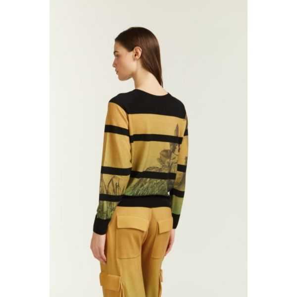 Maglia rigata con stampa Degradè