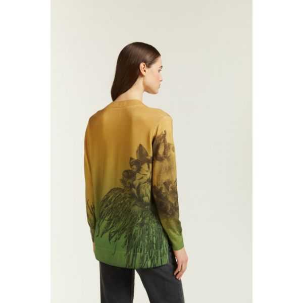 Maglia oversize con scollo a V e stampa Degradè
