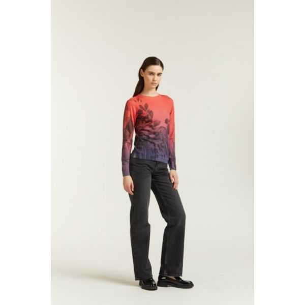 Crewneck sweater with Degradè print