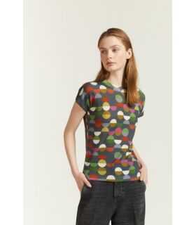 Short sleeved kimono sweater with double use Pop print