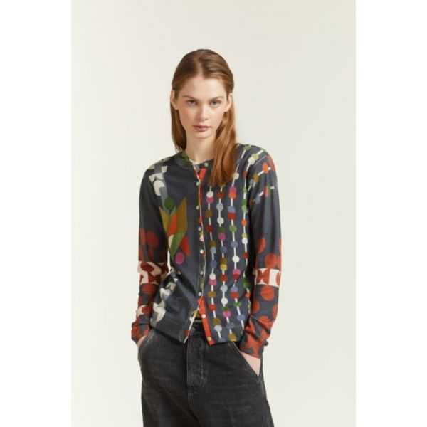 Cardigan girocollo con stampa Pop double use