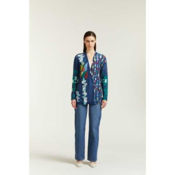 Double breasted jacket with Pop print