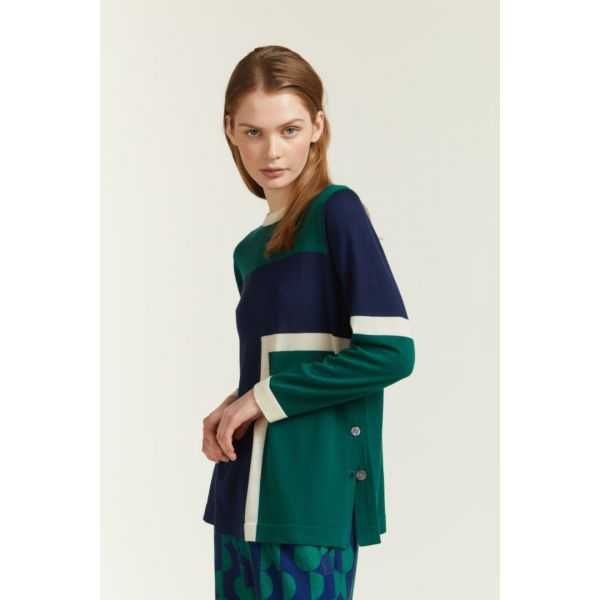 Crewneck sweater with inlay