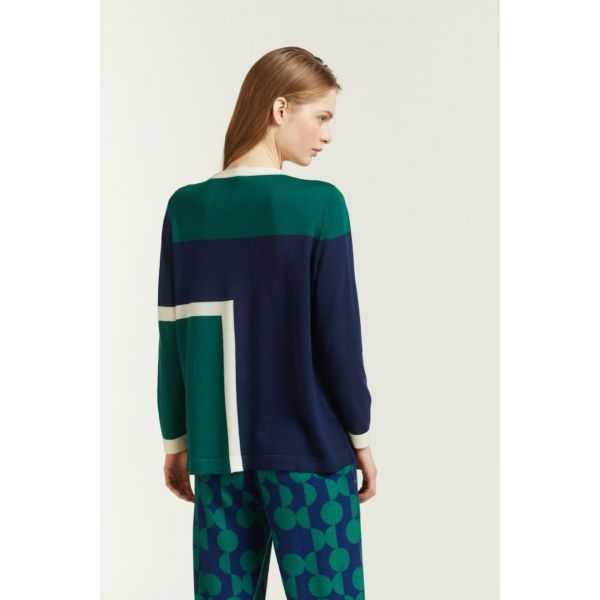 Crewneck sweater with inlay