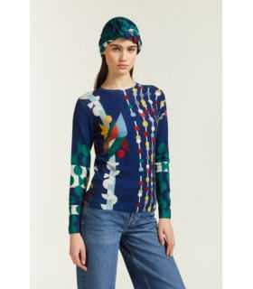 Crewneck sweater with Pop print double use