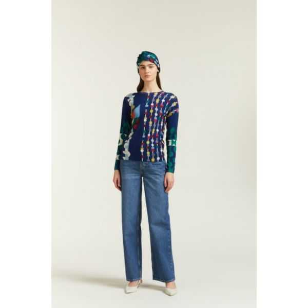 Maglione girocollo con stampa Pop double use