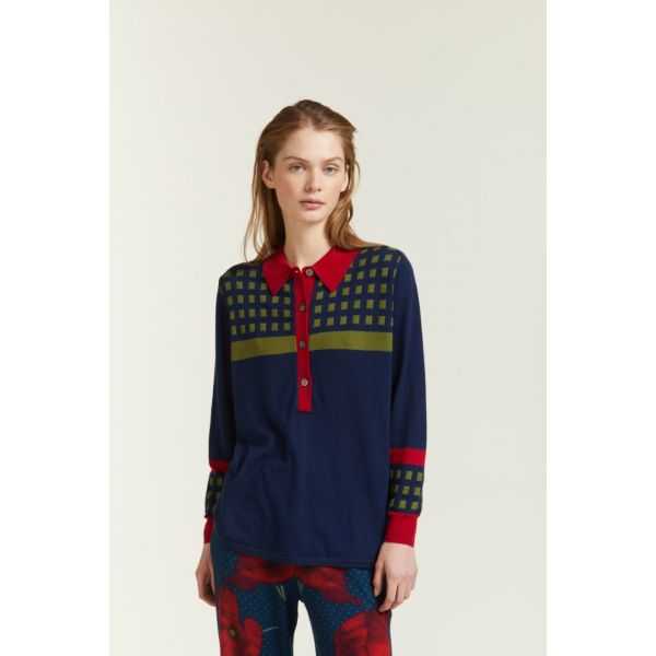 Oversize Polo shirt with inlay