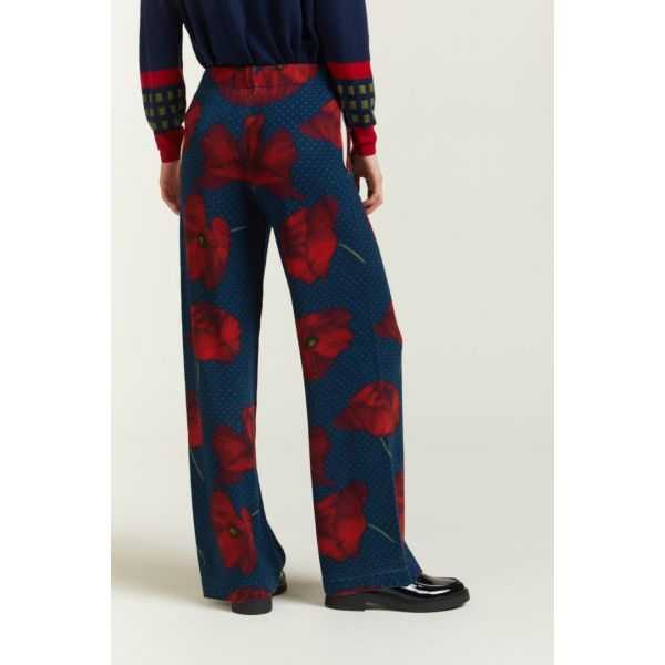 Pantalone con stampa papaveri