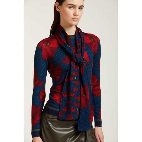 Scarf with Poppies print