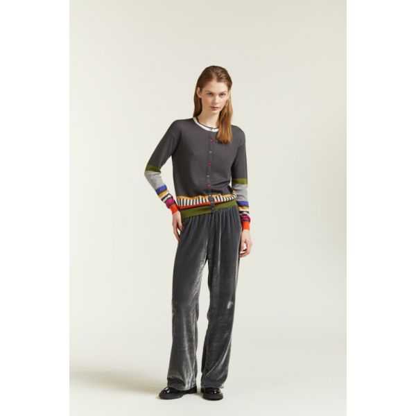 Cardigan girocollo con righe fantasia