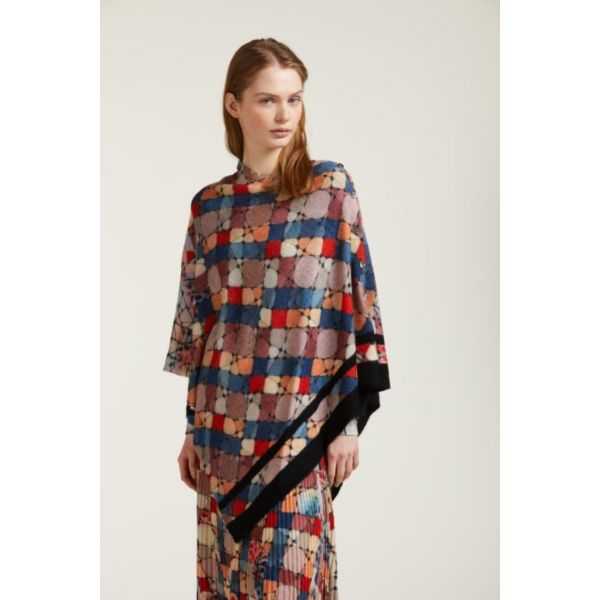 Poncho with bouble use Mosaic print