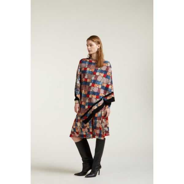 Poncho with bouble use Mosaic print