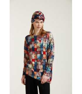 Maglia asimmetrica con stampa Mosaico double use