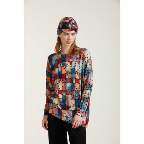 Asymmetric sweater with Mosaic print