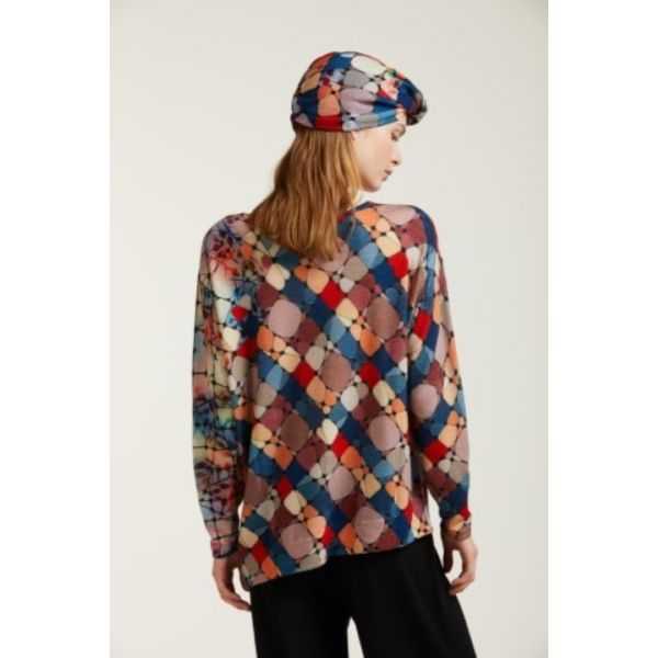 Asymmetric sweater with Mosaic print
