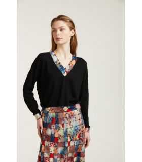 V neck sweater with Mosaic print inserts