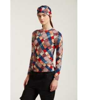 Crewneck sweater with Mosaic print double use