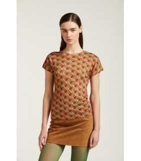 Short sleeved sweater with ties print double use