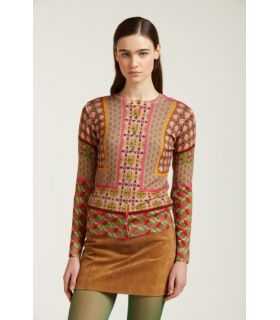 Crewneck cardigan with Ties print double use