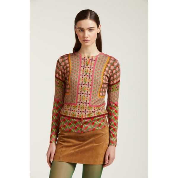Crewneck cardigan with Ties print double use