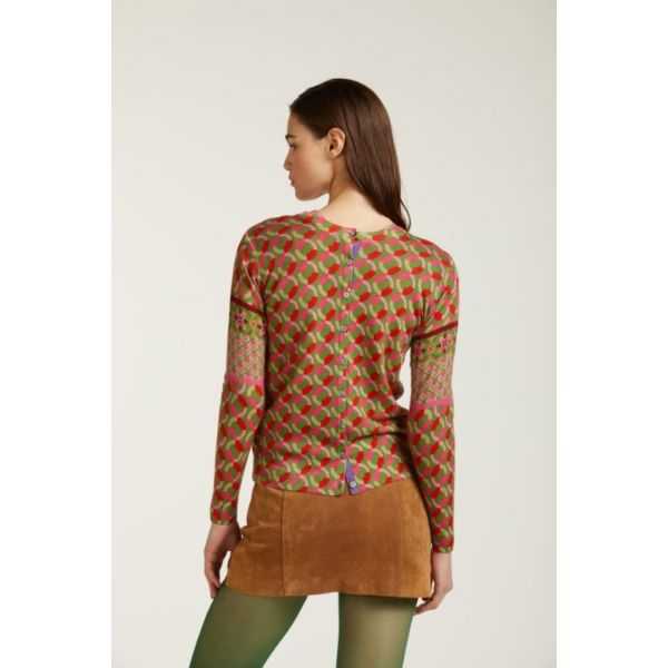 Crewneck cardigan with Ties print double use