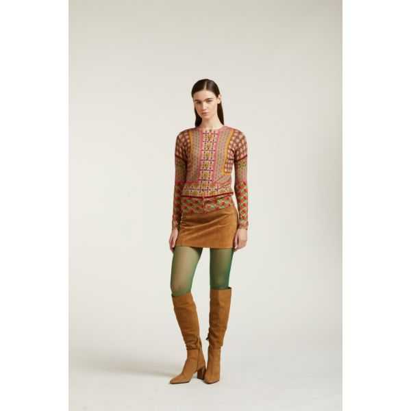 Crewneck cardigan with Ties print double use