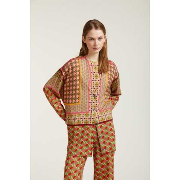Oversize cardigan with Ties print