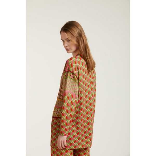 Oversize cardigan with Ties print