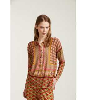 Oversize polo shirt with Ties print
