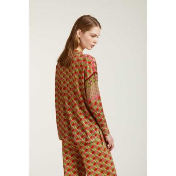Oversize polo shirt with Ties print