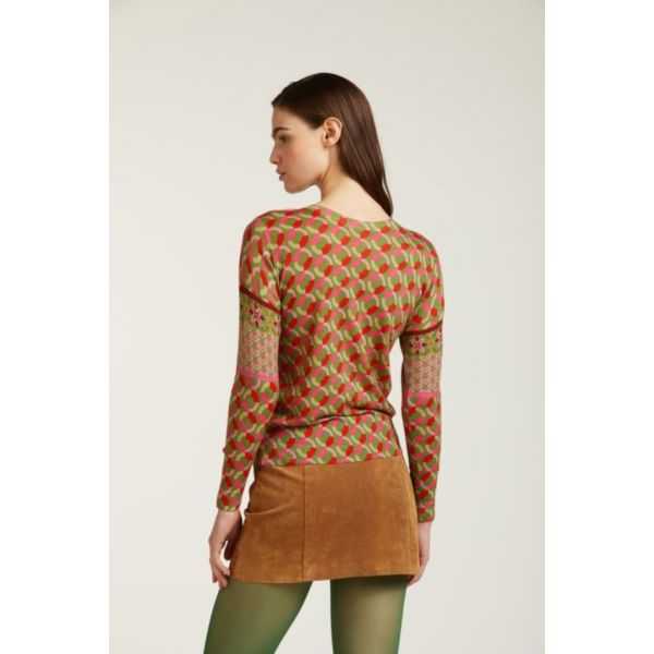 Crewneck sweater with Ties print double use