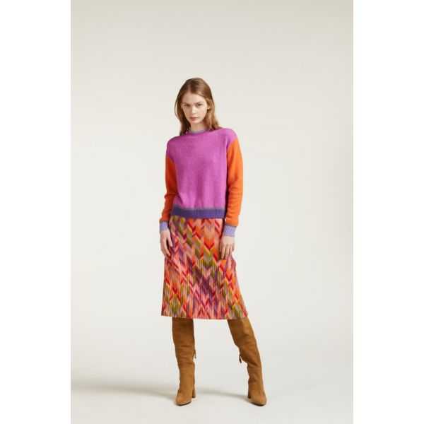 Oversize multicolor turtleneck sweater double use