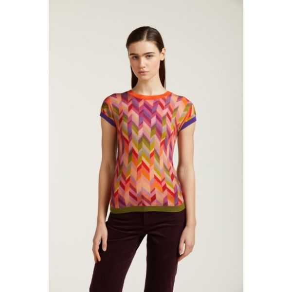 Short sleeved sweater with Chevron print, double use